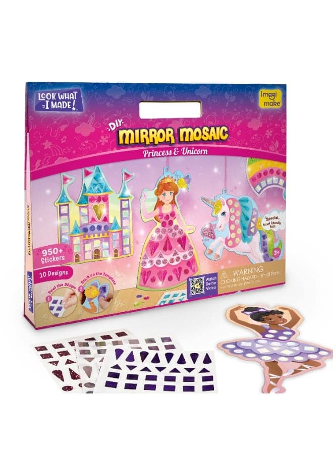 Mirror Mosaic Princess & Unicorn DIY Art & Craft Kit | 950+ Foil Stickers | Kids Creative Toy