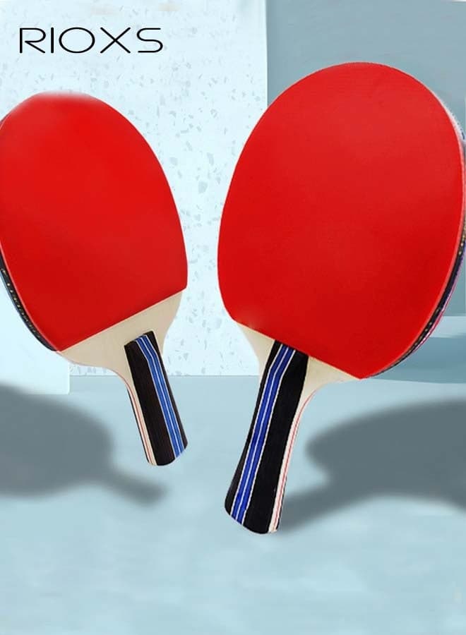 Professional Table Tennis Racket, Straight-Grip Beginner Training Set 2 Rackets, 3 Balls with Storage Bag, 40mm Anti-Spin Rubber Table Tennis Blade