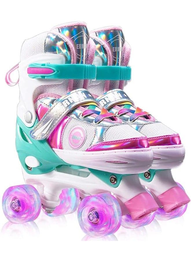 Kids Adjustable Roller Skates for Girls and Boys (Pink) Small