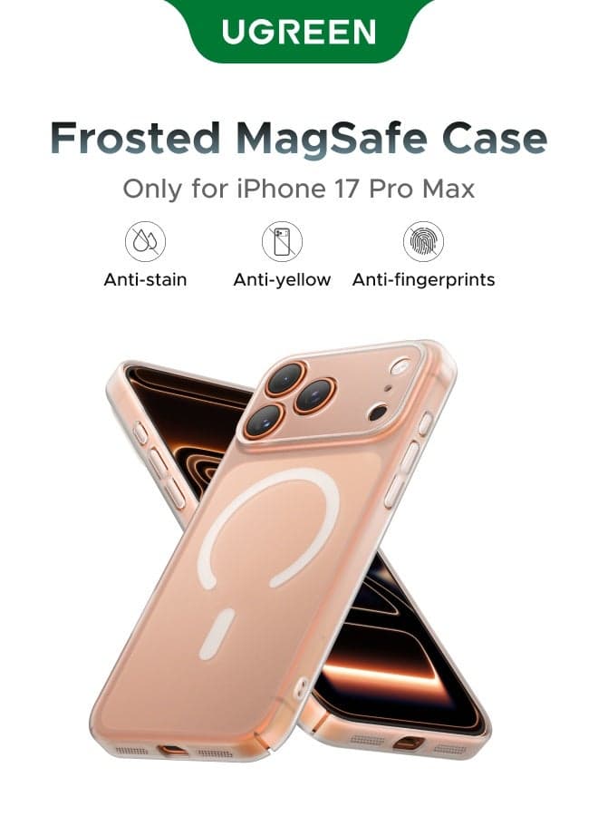 iPhone 17 Pro Max Matte MagSafe Case, 17 Pro Max Frosted Clear Cover Anti-Fingerprint Hard PC Shell with Enhanced Camera Protection Strong Magnetic Adsorption Sleek Slim Back Shockproof Cover