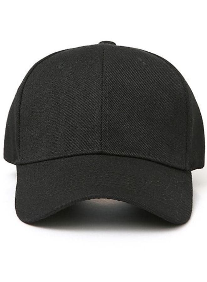 Classic Black Polyester Baseball Cap - Adjustable Unisex Dad Hat for Running, Workouts, and Outdoor Activities