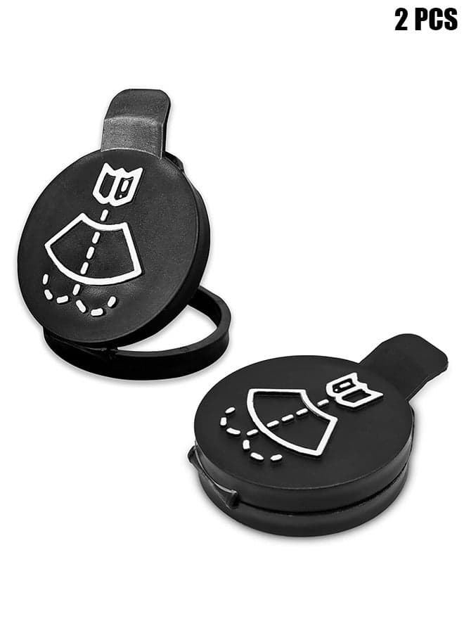 Car Wiper Bottle Cover, Windshield Wiper Washer Fluid Reservoir Tank Bottle Cap, Car Wiper Bottle Cover Replacement Cap Compatible with GMC Chevrolet Buick Cadillac, Pack of 2 Black (Exact Fit)
