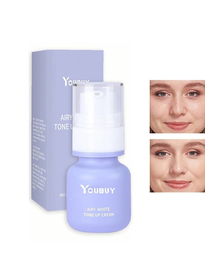 Airy White Tone Up Cream, Lightweight Hydrating Primer with Botanical Extracts, Brightening & Smoothing Mousse Texture