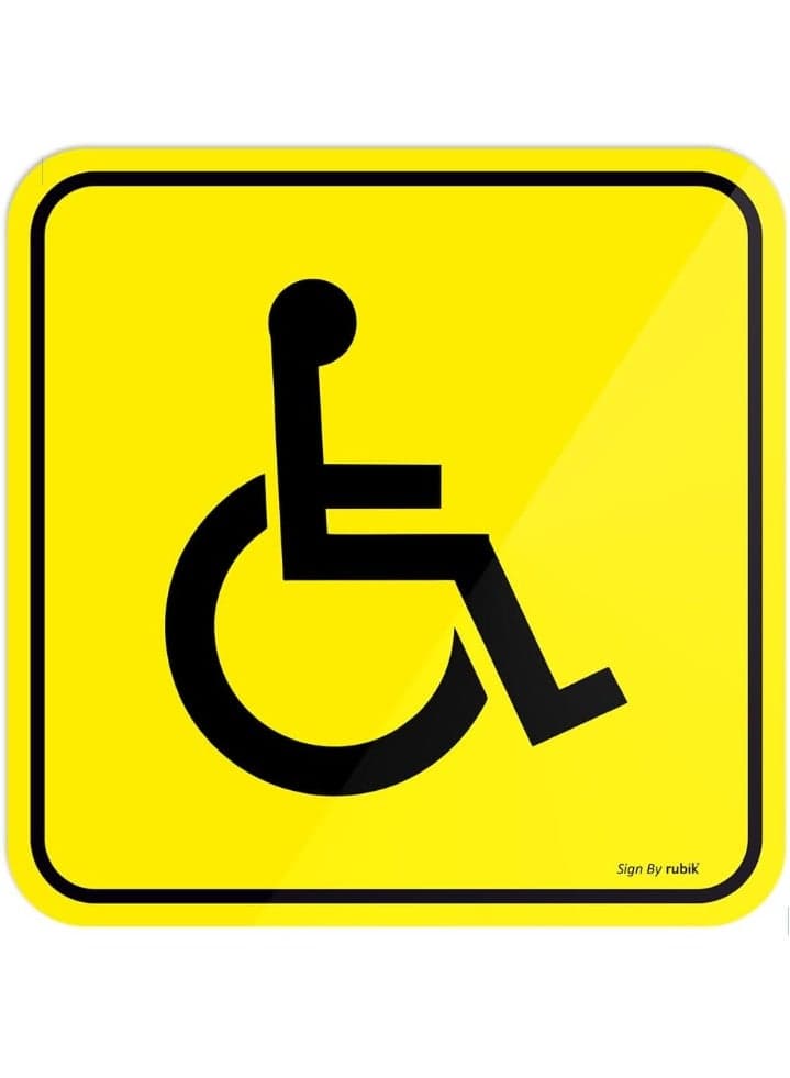 Self Adhesive Disabled Handicap Car Sticker, Reflective Vinyl Decal Sign 15x15cm (1 Pack, Yellow/Black)