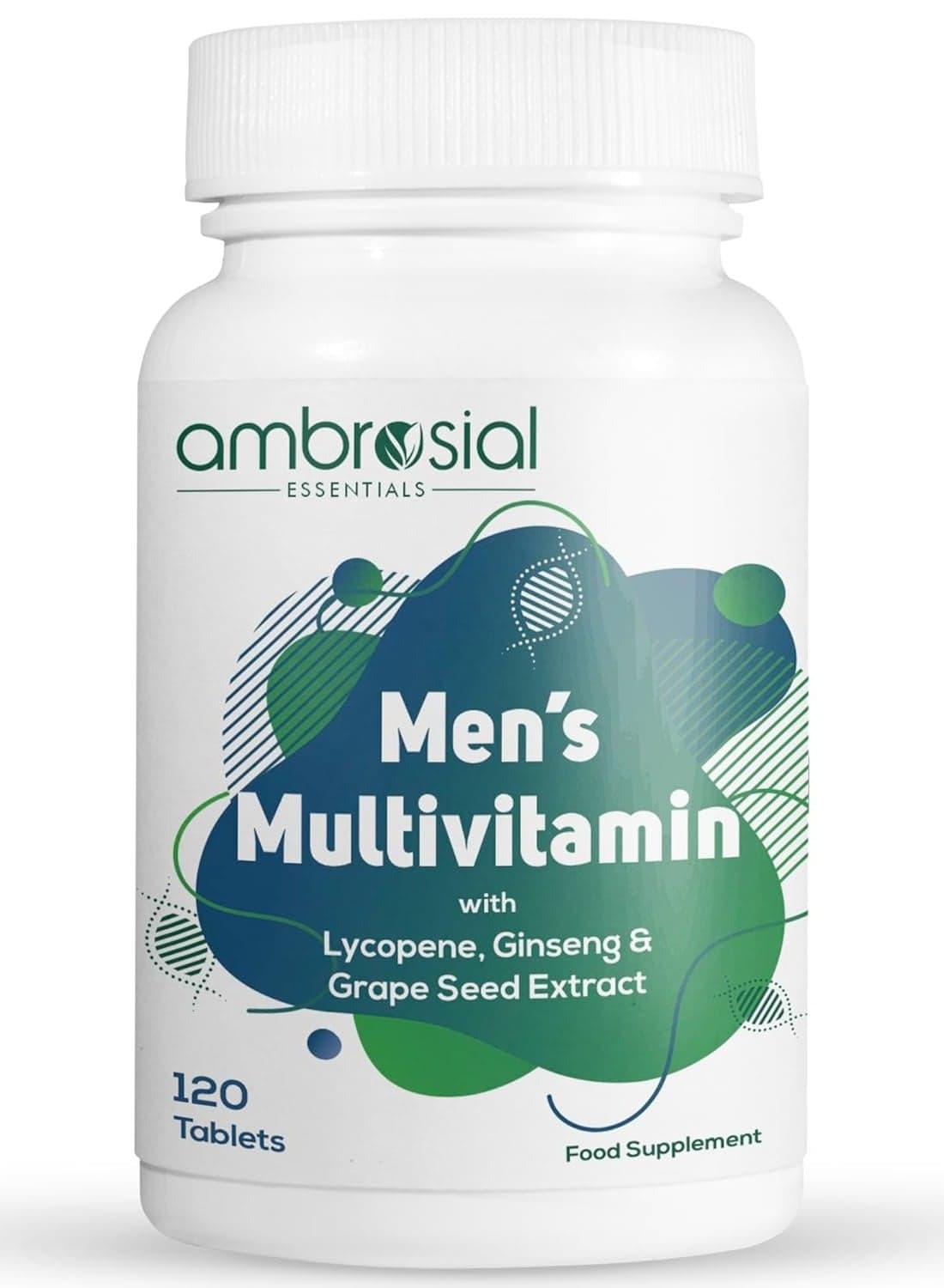 Ambrosial Men's Multivitamin with Lycopene, Ginseng & Grape Seed Extract (Pack of 1-120 Tablets)