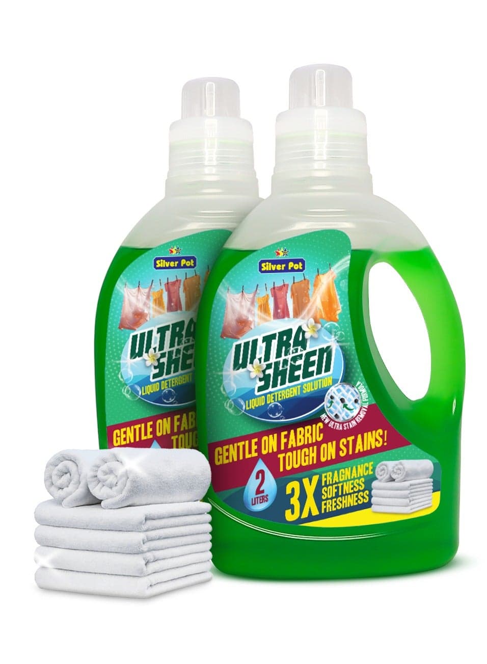 Green Liquid Laundry Detergent Twin Pack – 2 x 2 Litres, Powerful Deep Clean Formula, Fresh Scent, Suitable for All Washers
