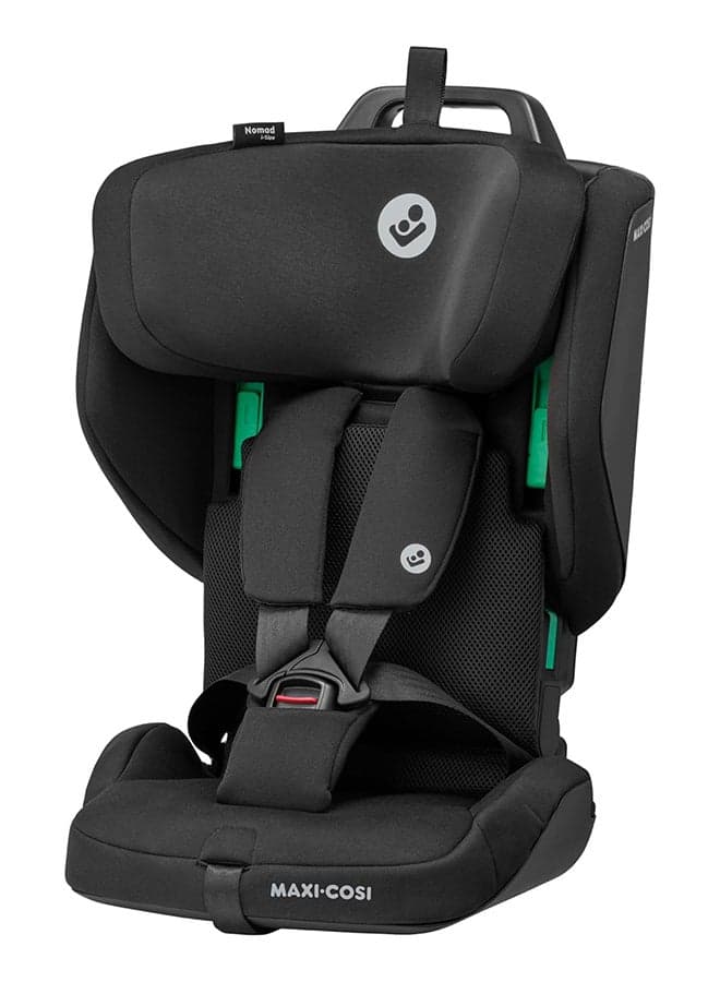 Nomad Plus Foldable Travel Child Car Seat, Portable Ultra-Compact and Lightweight, Side Impact Protection, 15 Months To 4 Years, Authentic Black, 2 Year Warranty