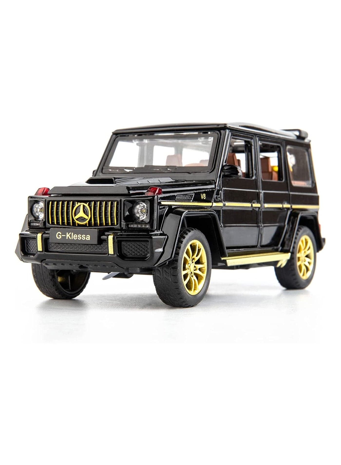 Mercedes Benz G63 AMG 1:32 Scale Model Car, Diecast Model Cars Zinc Alloy Pull Back Toy car with Sound and Light for Kids Boy Girl Gift Black Gold
