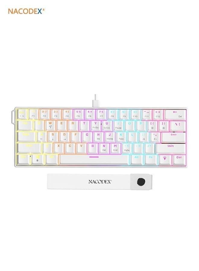 NK61 60% Wired Gaming Keyboard, RGB Mixed-Colour Backlighting; Ultra-compact mini keyboard; Water-resistant, compact 61-key keyboard; Ideal for PC/Mac gamers, typing, travel and business trips – compact and easy to carry
