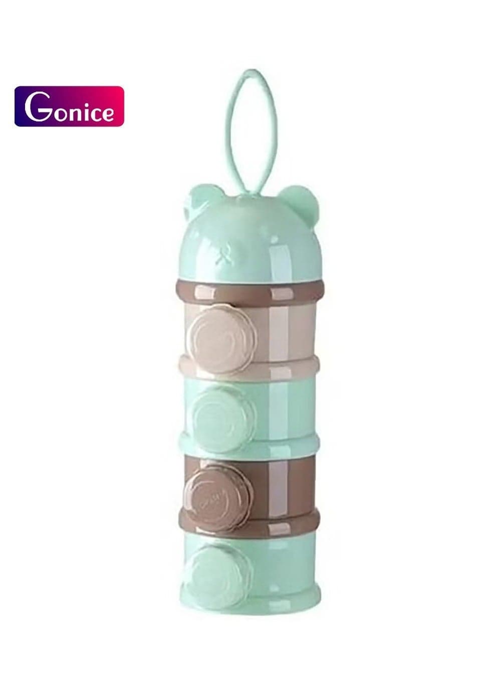 4 Layers Baby Milk Powder Formula Dispenser, Infant Milk Powder Box Stackable Food Snacks Storage Box Formula Container for Travel (Light Green)
