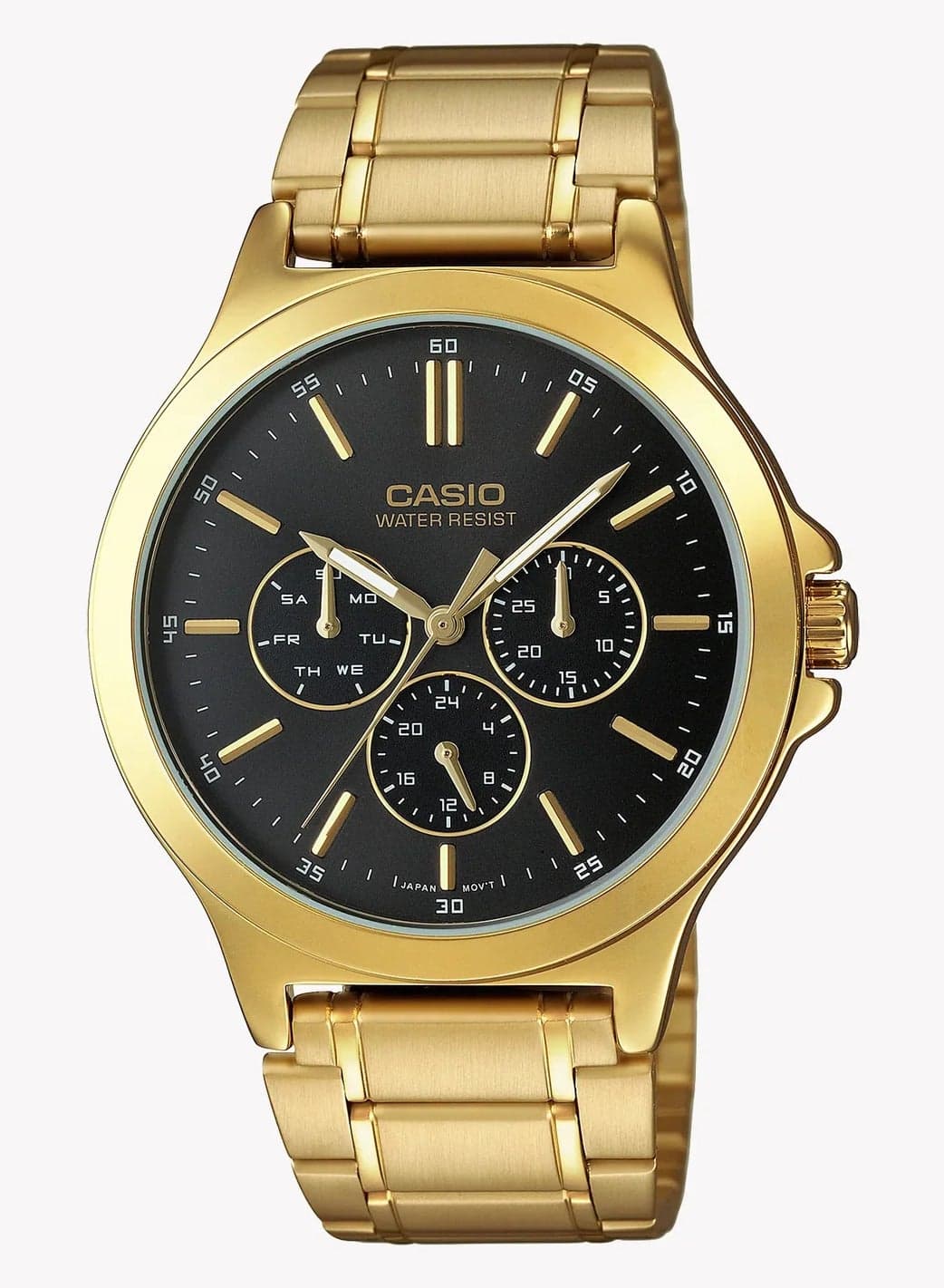 Men's Stainless Steel Gold & Black Dial Watch MTP-V300G-1AUDF