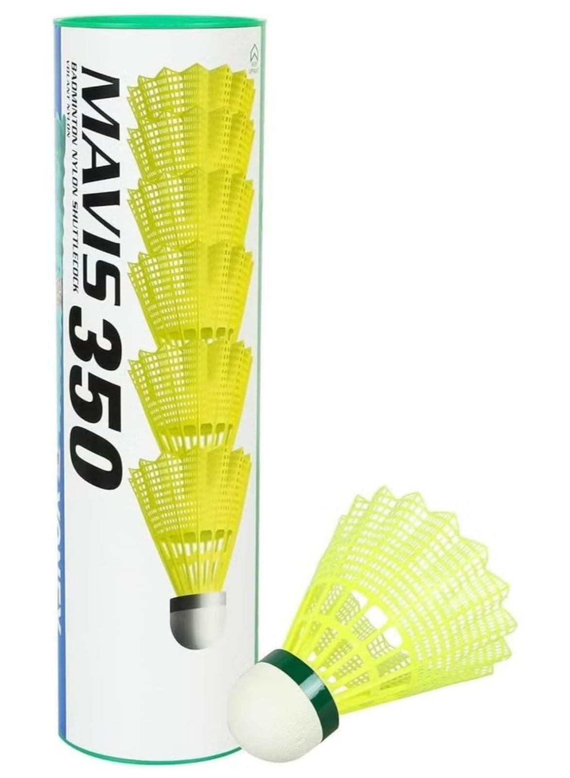 Mavis 350 Pack of 6 Nylon Badminton Shuttlecocks | Yellow | Slow Speed | Fast Recovery, Durable & Accurate Flight