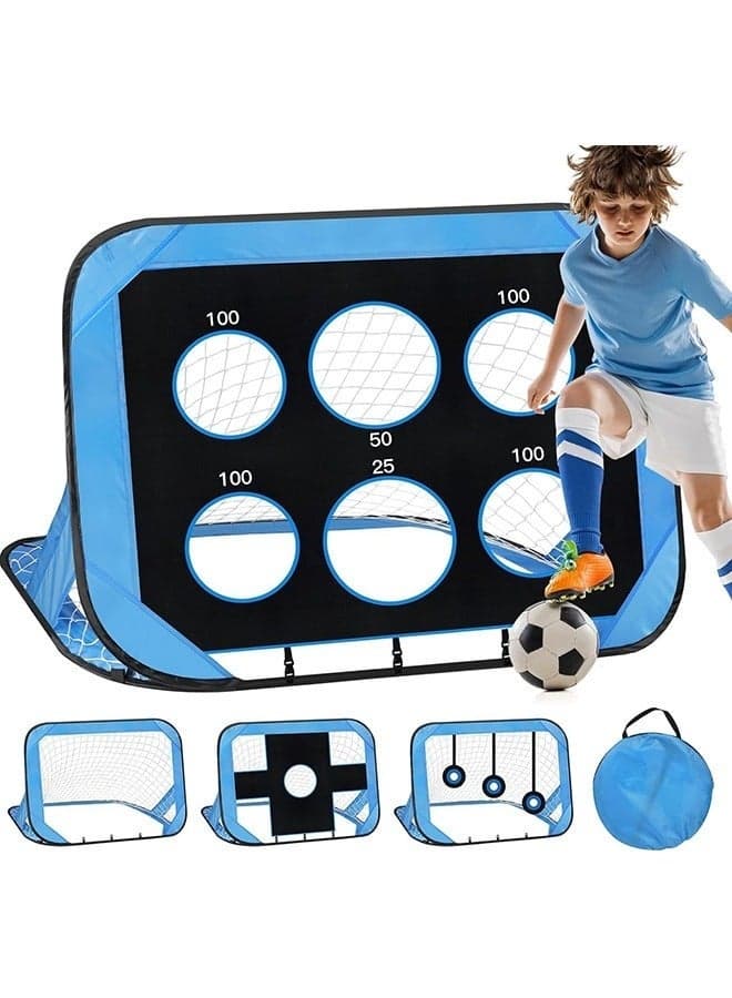 Soccer Goal, 4 Modes Pop Up Football Goals for Kids, Foldable and Portable Soccer Goal net with Carry Bag, Football Training Equipment for Indoor, Outdoor, Football Gifts for Boys Girls,Blue