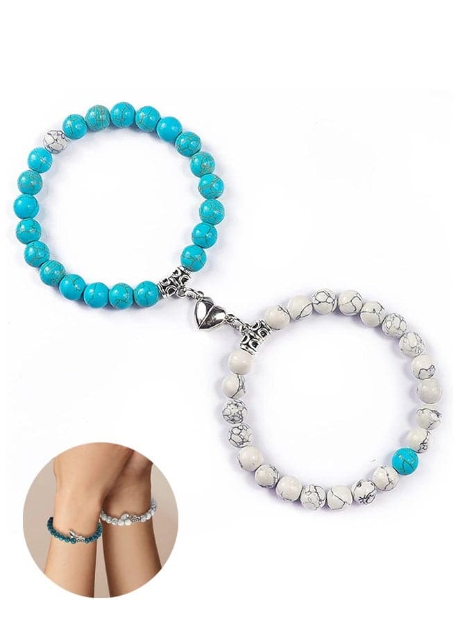Matching Couple Bracelets, Healing Crystal Bracelets for Couples Matching Heart Bracelet for Lover Him & Her Boyfriend Girlfriend Valentine's Day Gifts