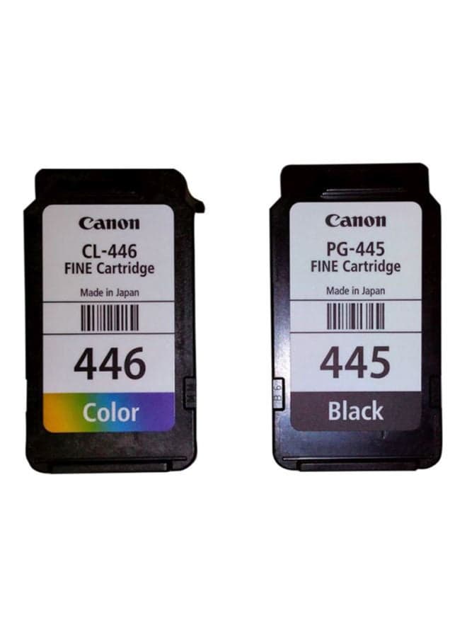 مجموعة من خرطوشتي حبر Canon Pixma 445/446 باللون الأسود وثلاثي الألوان