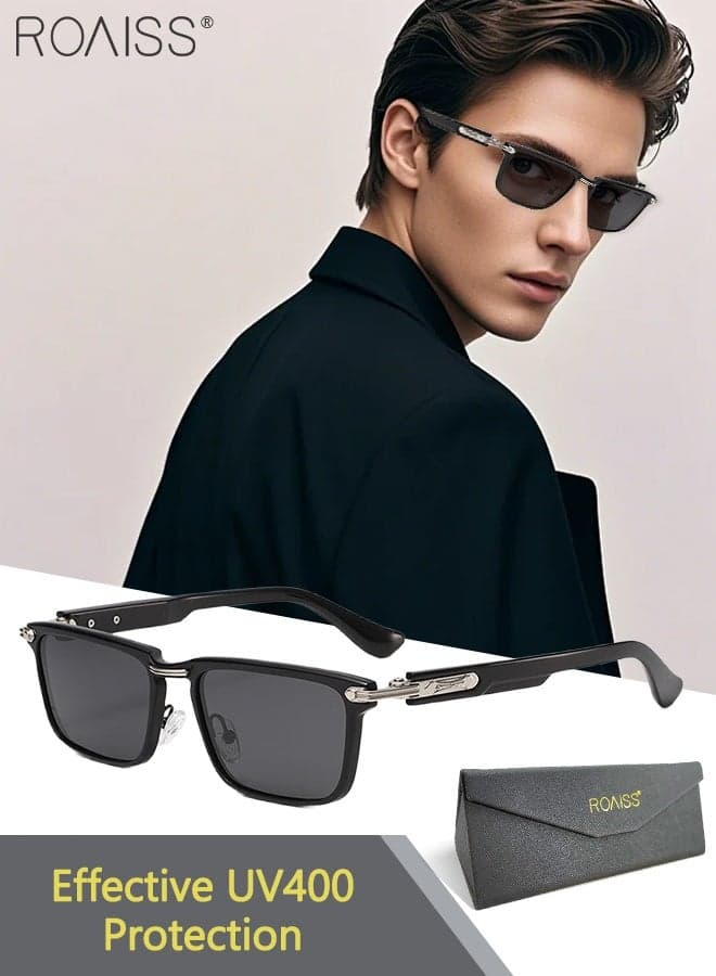 Men's Polarised Rectangular Sunglasses, Retro Casual Sports Sun Shades, UV400 Protection, Fashion Anti-Glare Glasses for Men Women Driving, Riding, Fishing, Golfing
