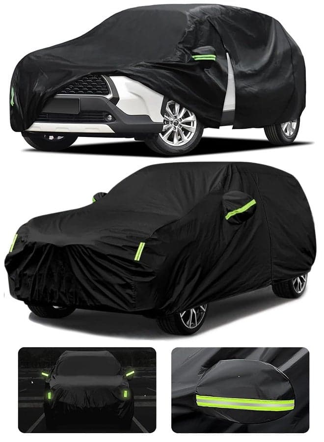 Full Car Cover Dirtproof, SUV Car Cover Waterproof All-Weather Rain Snow UV Sun Hail Protector for Sedan, Automotive Accessories Scratch Resistant, Breathable Outdoor Cover (4700 - 4850 cm, SUV, Black)