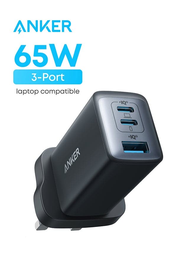 735 Charger (Nano II 65W), PPS 3-Port Fast Compact USB C Charger for MacBook Pro/Air, iPad Pro, Galaxy S26/ S25 /S24, Dell XPS 13, iPhone 17/16/15, Huawei, Xiaomi, Redmi, Vivo, Oppo Black
