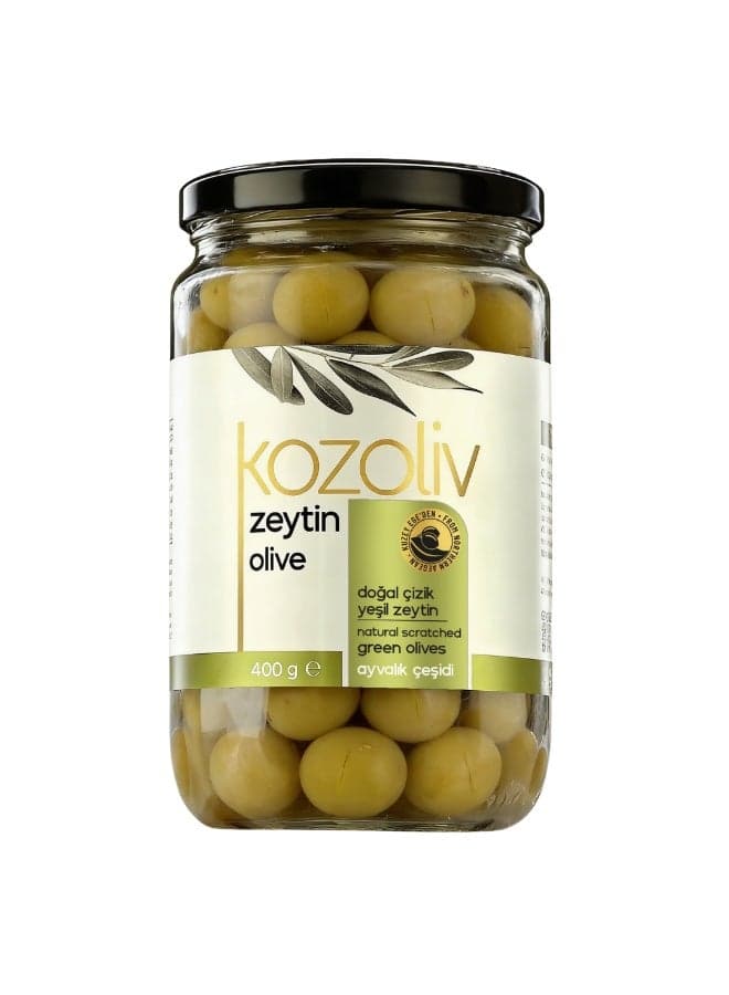 Scratched Premium Turkish Green Olives 400 gr