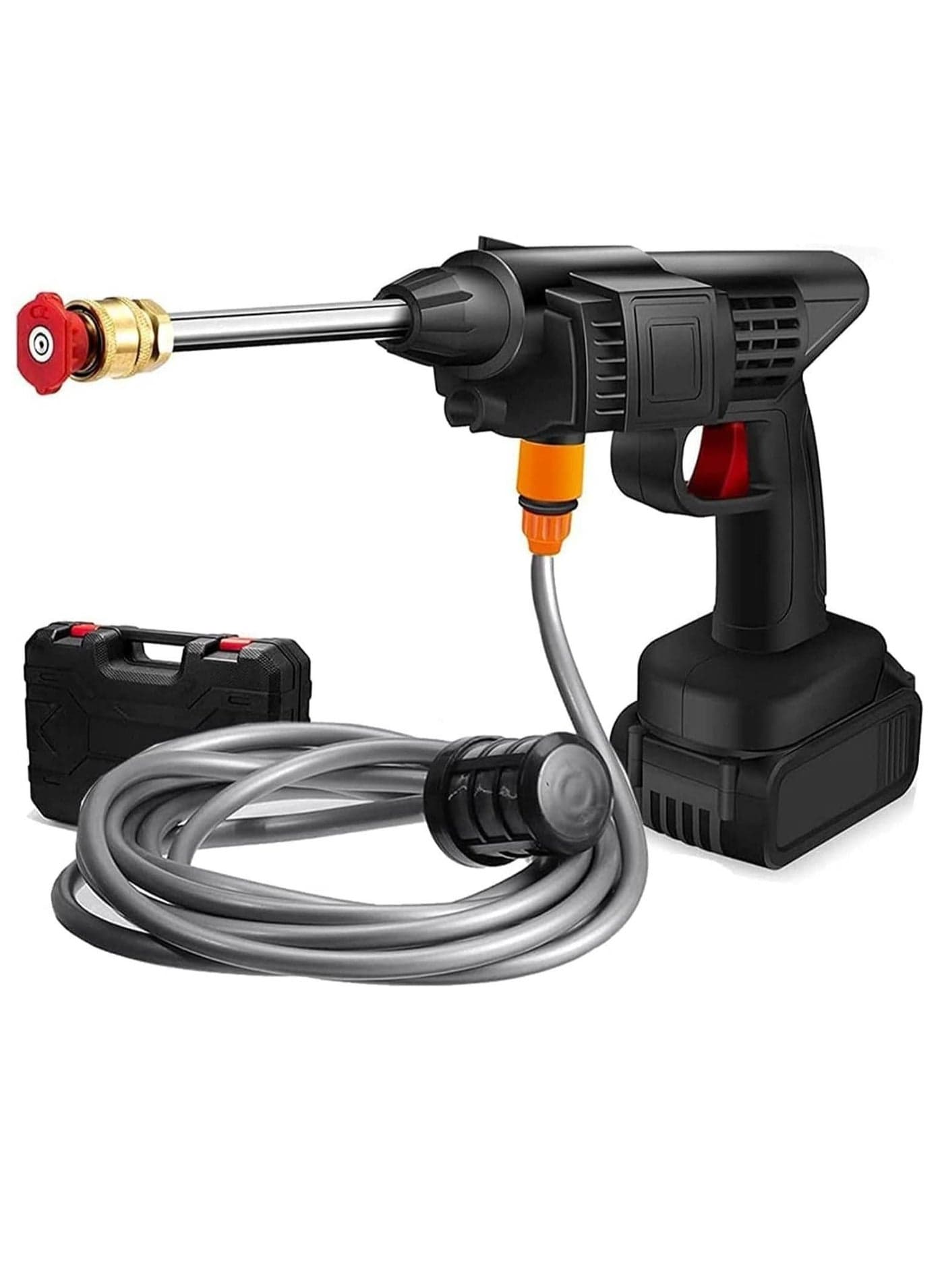 48V 25000mAh 30Bar Cordless High Pressure Car Washer with Nozzles Water Gun Set Garden Cleaning Jet Washing Machine Multi Purpose With Uk 3 Pin Adapter