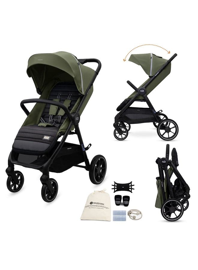 Neobreez VENTO All Terrain Stroller High Landscape Stroller One Hand Fold Travel and Adventure Buggy Stroller Outdoor Stroller, UV&Waterproof Canopy, Bag, Phone⋓ Holder&Toy Strap, LED lights,0-4yrs,22kg,3yrs Warranty