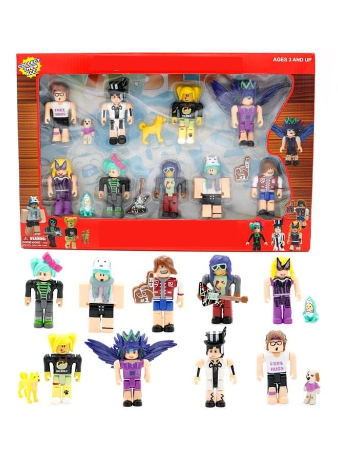 9-Piece Roblox Virtual World Building Action Figures Set - with 5-inch Poseable Characters, Buildable Accessories- for Kids Ages 3+ - Includes Avatar, Interchangeable Parts & Storage Case - Durable Plastic