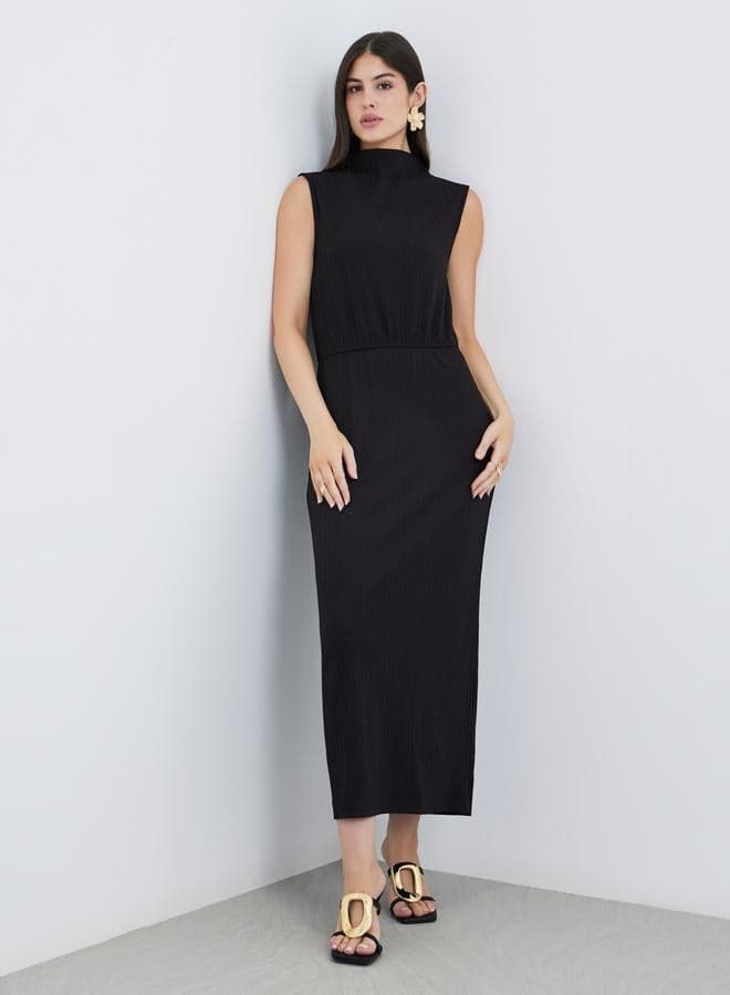 Black Sleeveless Sheath Maxi Dress