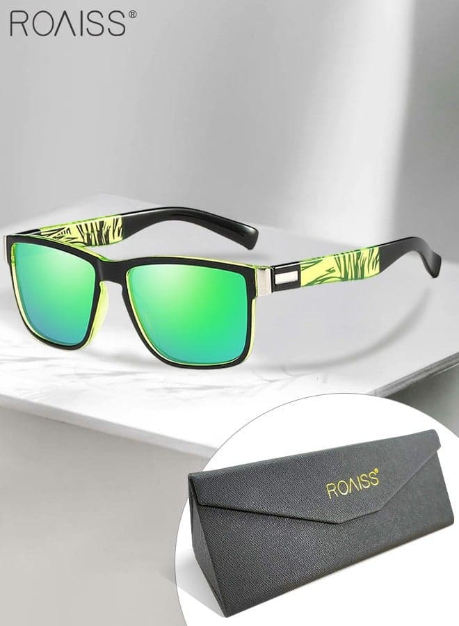 Men's Polarized Square Sunglasses, UV400 Protection Sun Glasses with PC Frame, Fashion Anti-Glare Sunglasses for Men Driving, Fishing, Traveling, 61mm