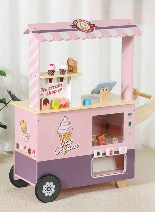 Dream Pink Wooden Mobile Ice Cream Truck Open The Sweet Sales Experience