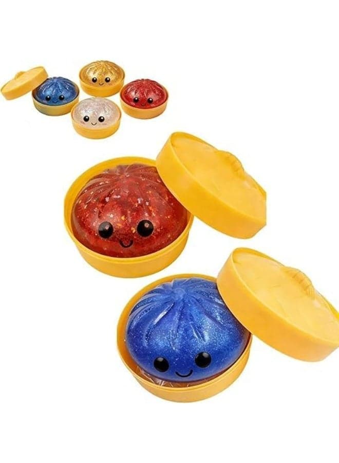 Glitter Dumpling Squishy, Dumpling Stress Ball,2026 New Soft Squeeze Anxiety Relief Fidget Toy, Decompression Dough Sensory Toy, Sparkly Dumplings Stretchy Squishy (2pcs B)