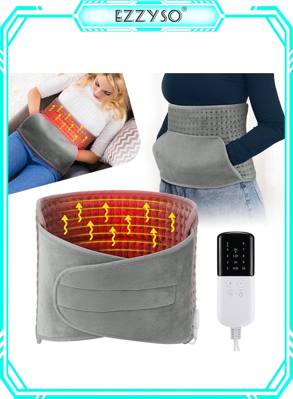 Electric Waist Heating Belt 10 Temperature Settings 4 Timer Options With Auto Shut-off Pain Relief For Waist Back Neck Shoulder Premium Electric Heating Pad