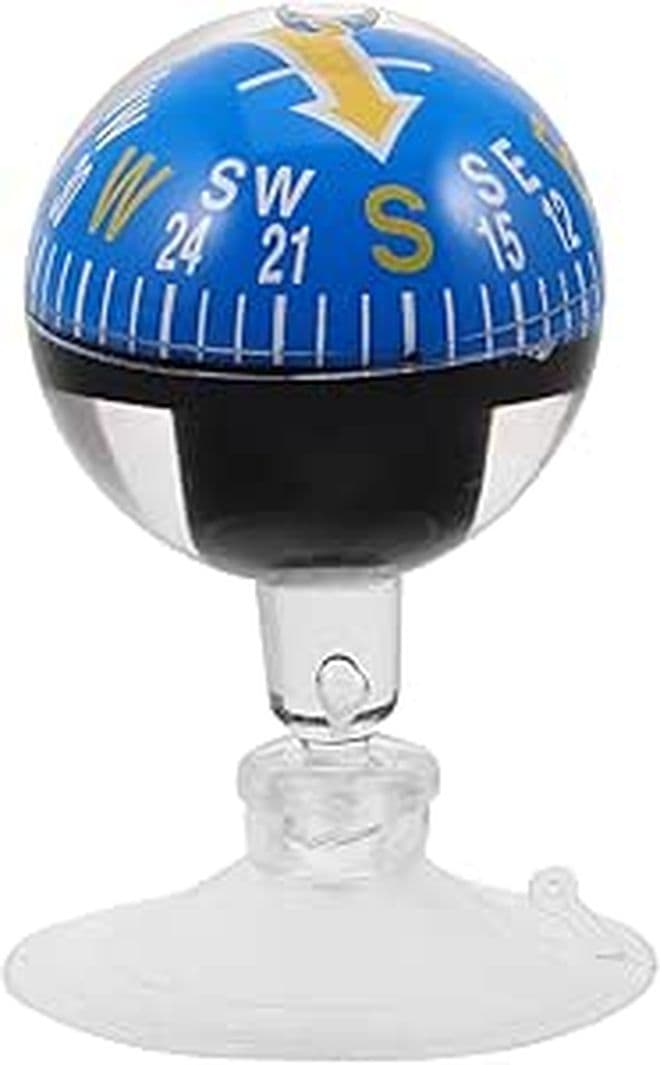 Car Auto Direction Finder Ball 38mm Dashboard Navigation Blue Suction Cup Boat