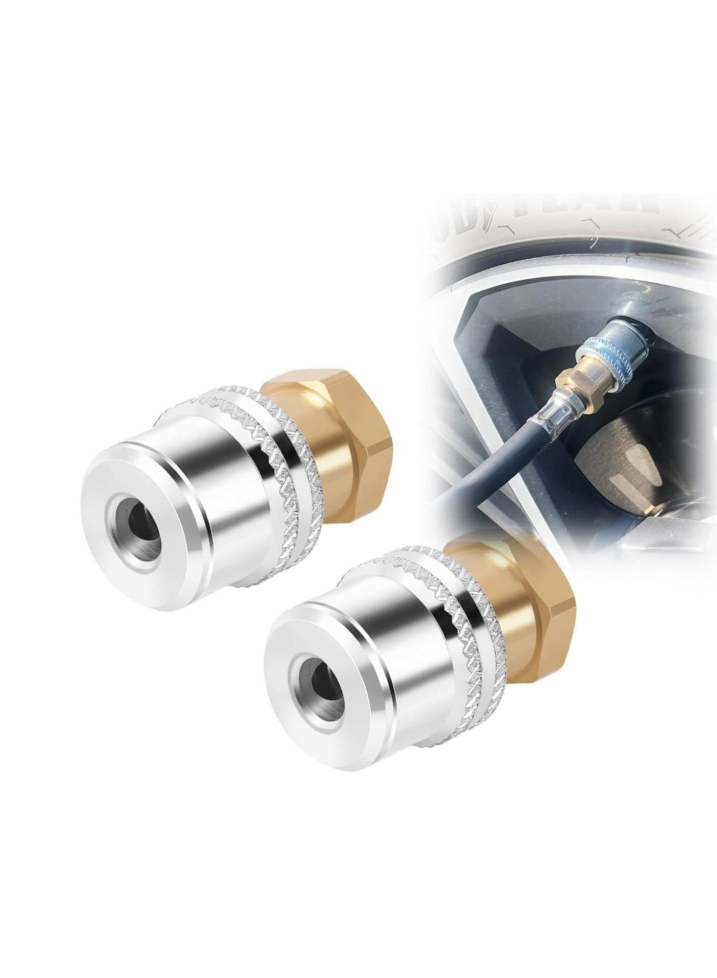 2 Pcs Lock On Air Chuck,1/4FNPT Closed Flow Brass Tire Chuck for Tire Inflator Gauge and Air Compressor