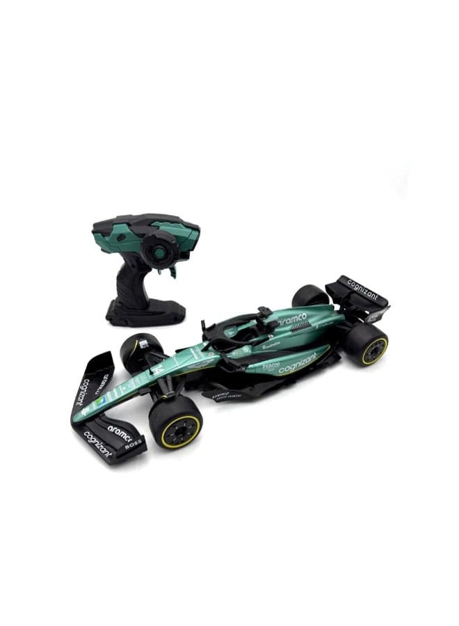 RW Aston Martin Aramco Formula 1 Remote Control Car 1:14 Scale 2.4GHz RC Racing Car with Lights, Rechargeable Battery, High-Speed Performance, Official F1 Style Design for Kids 6+