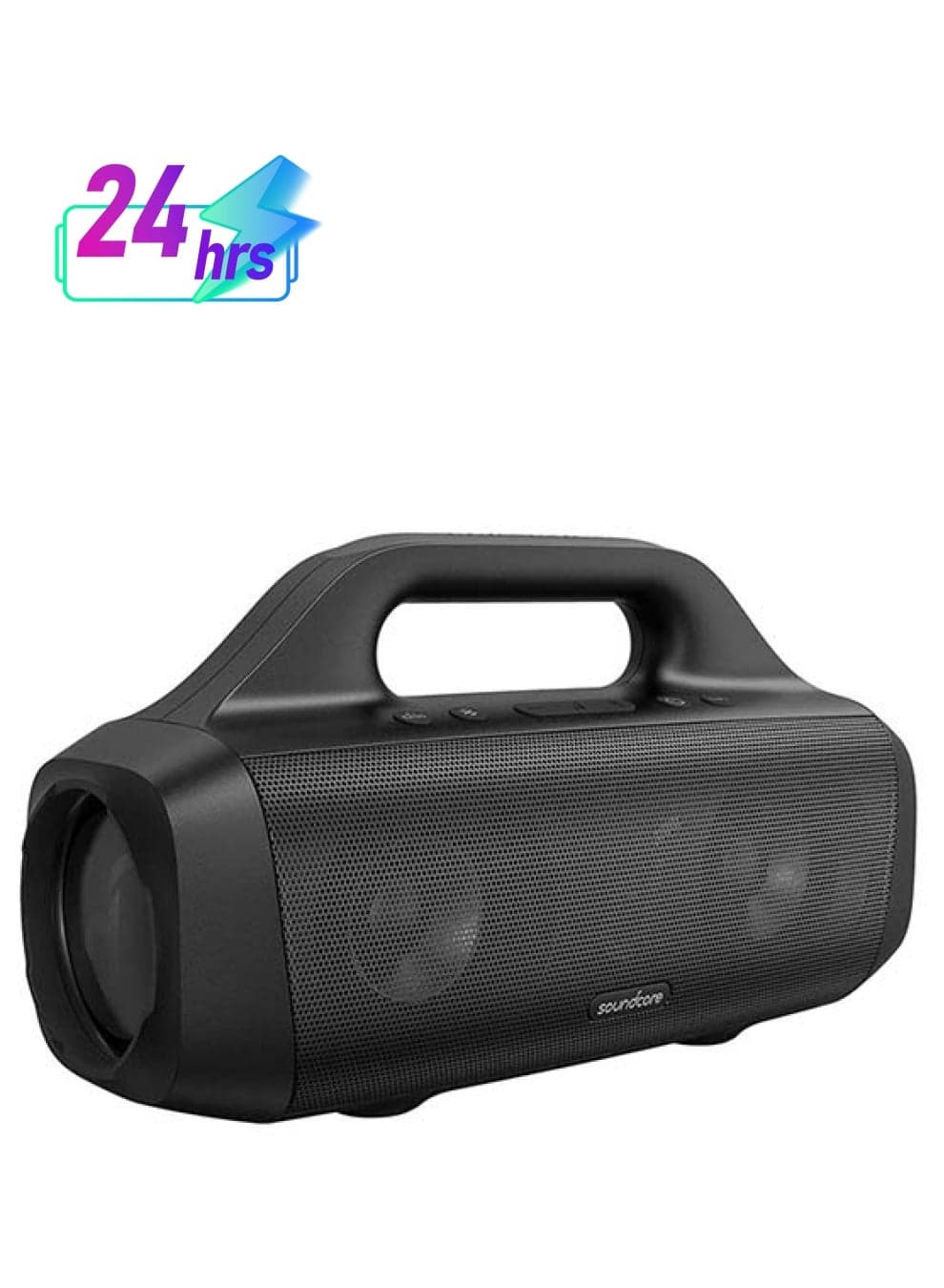 Motion Boom Outdoor Speaker with Titanium Drivers, BassUp Technology, IPX7 Waterproof, 24H Playtime, Soundcore App, Built-In Handle, Portable Bluetooth Speaker for Outdoors, Camping Black