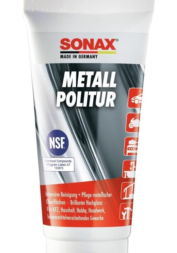 SONAX Metal Polish – High-Performance Cleaner and Polisher for Chrome, Stainless Steel, Aluminum, Copper, and Brass