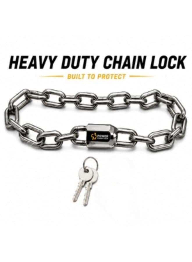 Heavy Duty Chain Lock with 2 Steel Keys – High Security Anti-Theft Steel Chain Lock for Motorcycles, Bicycles, Gates, Sheds, Doors & Outdoor Equipment – Cut Resistant, Rust Proof, Weather Resistant Security Lock Chain