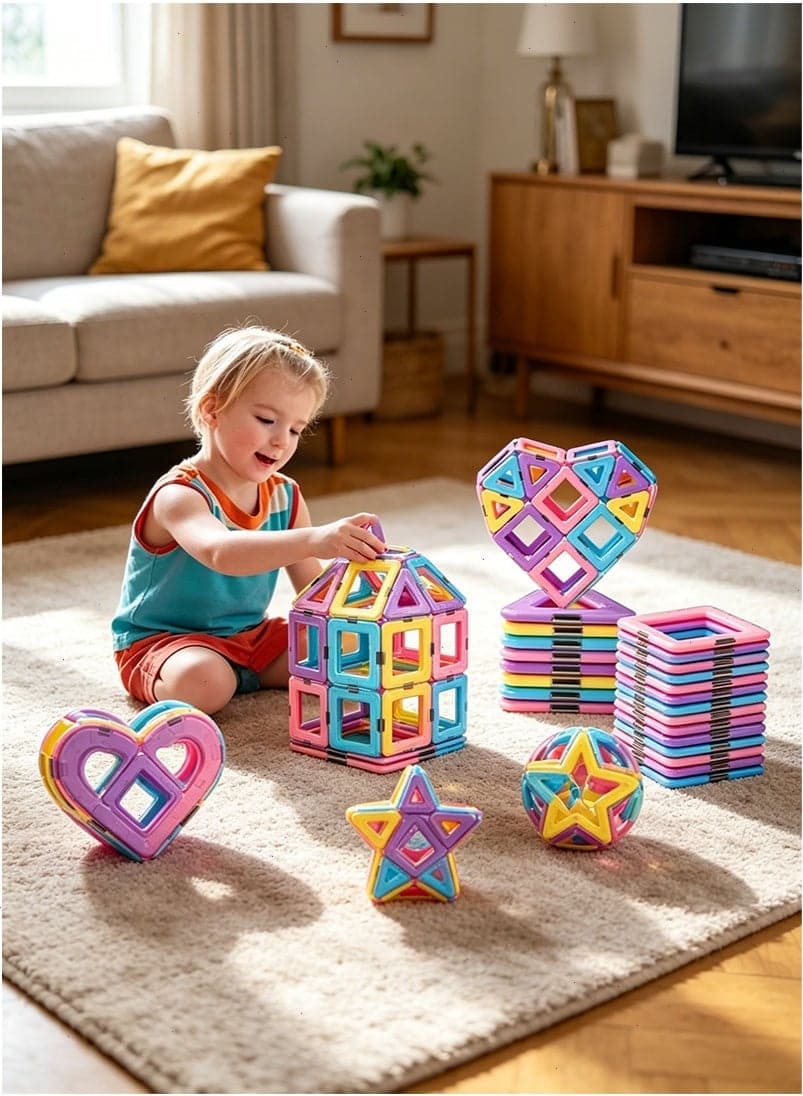 Magnetic Blocks, 40 Pcs Magnetic Blocks Set for Kids, Magnetic Tiles Toys, 3D Shapes Building Set, Creative Puzzle Gift