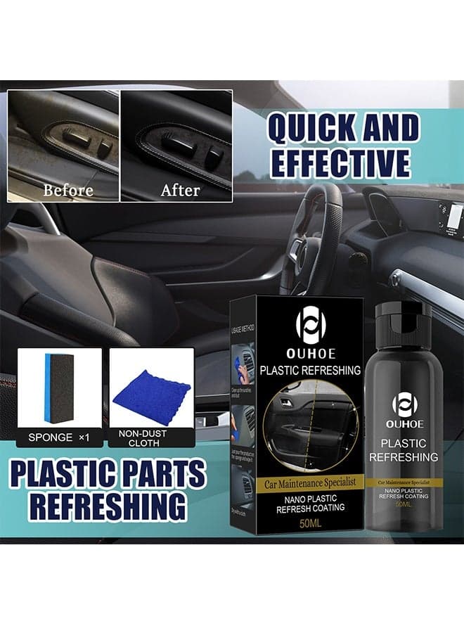 Car Plastic Parts Refurbish Agent, Multipurpose Plastic Revitalizing Coating Agent, Durable Automotive Interior Cleaning Agent, Auto Polish And Repair Coating Renovator For Car Detailing 50ML
