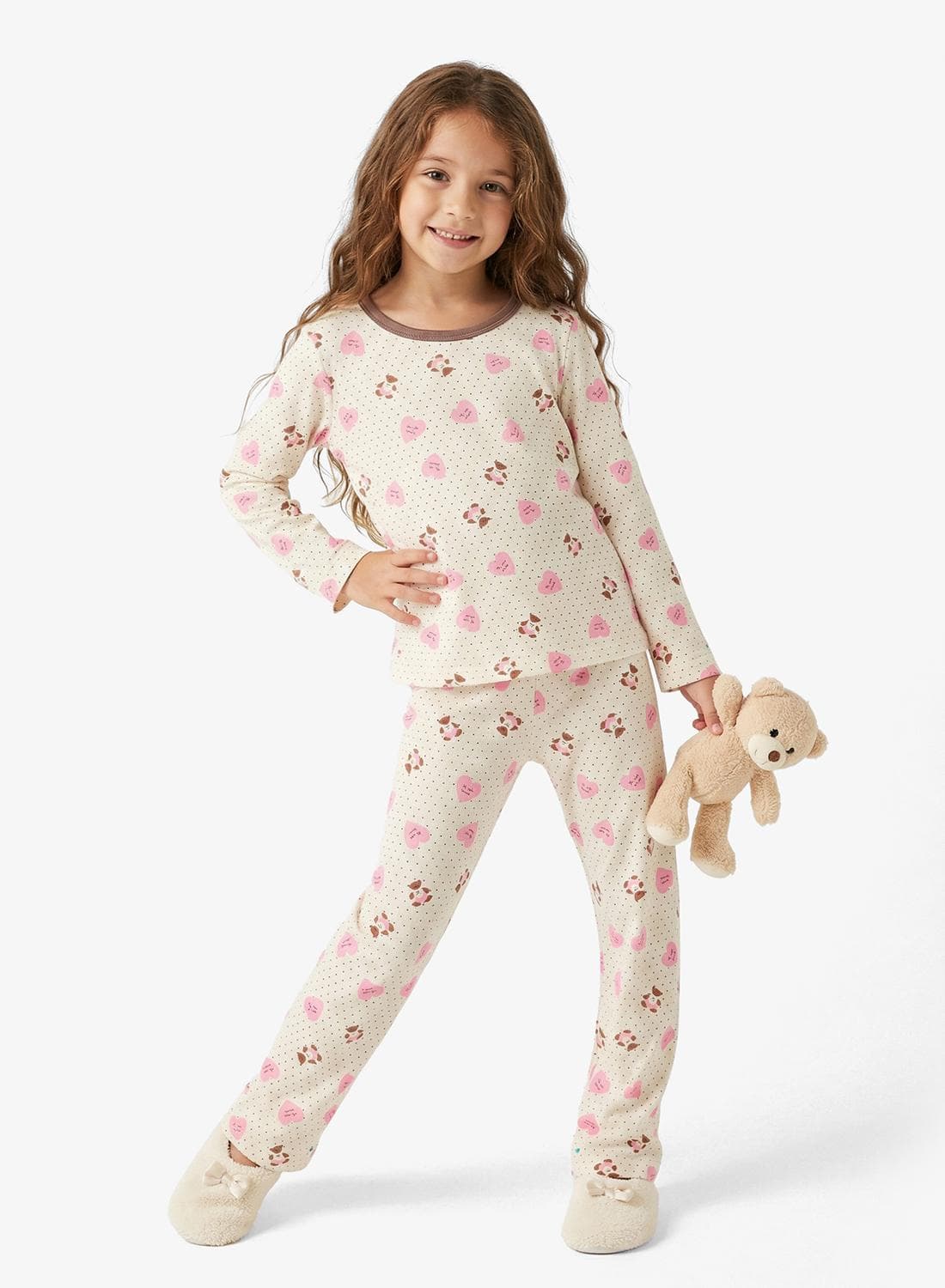 Cute Bear Printed Long Sleeve Pyjamas