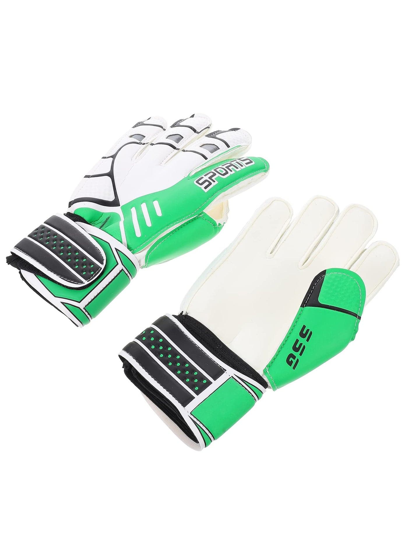 Children Football Gloves, 7# Kids Youth Football Soccer Goalkeeper Goalie Training Gloves Gear with Strong Grips Palms, Soccer Goalie Goalkeeper Gloves for Kids Boys Children (Green)