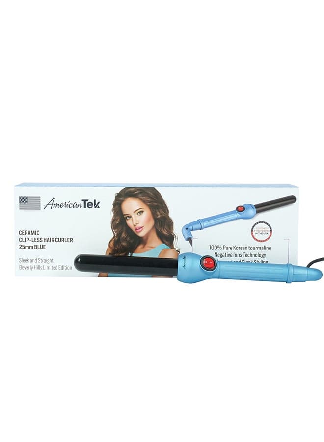 Ceramic Hair Curler 25 MM- Blue & Black - Curling Iron for Women - Long Lasting & Well defined Curls