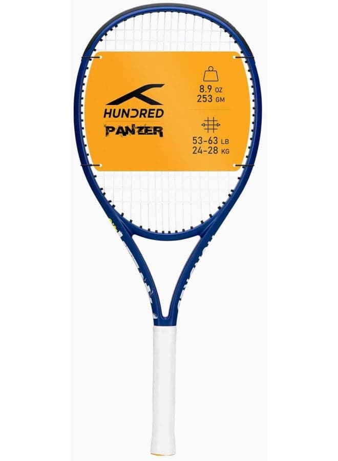 Panzer Strung Tennis Racket With Full Cover | 3 Points Head Heavy | Grip Size 2 (4 1/4 Inches) | 253 Grams (Navy)