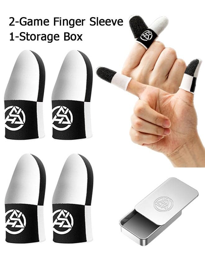 2 Pair Mobile Game Touch Screen Finger Sleeve Super Highly Sensitive Feelers Smooth Operation Sweat Absorbing Odorless Breathable Seamless Finger Sleeve For Pubg And Much Other Games Play - (Black/With Box)