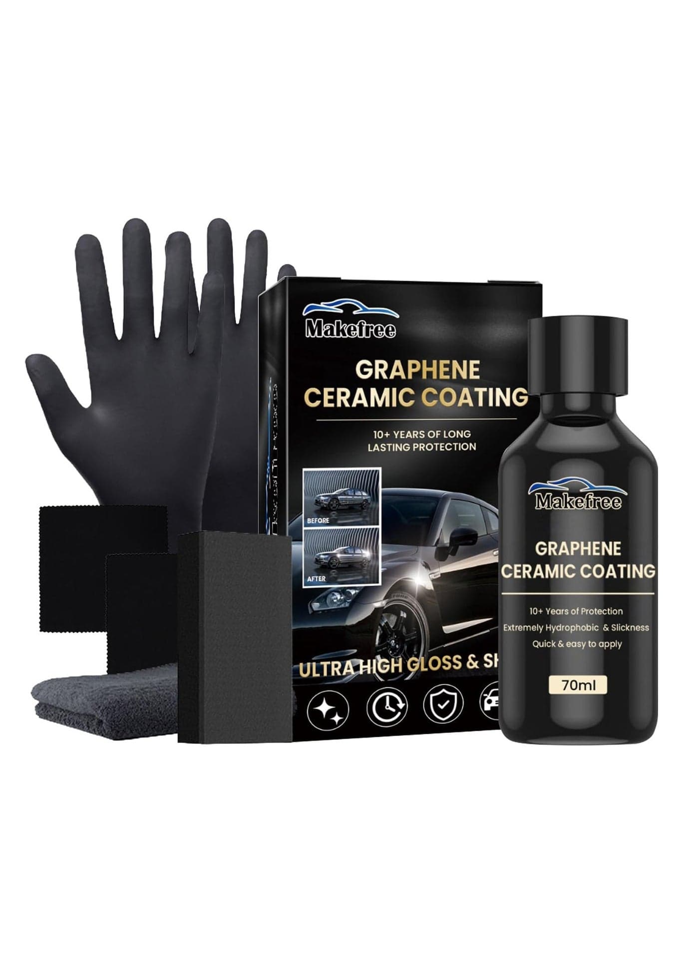 Graphene Ceramic Coating for Automotive,Ceramic Coating for Cars, Graphene Coating for Car Detailing, Long-Lasting Protection Kit for Car Detailing (70ml)