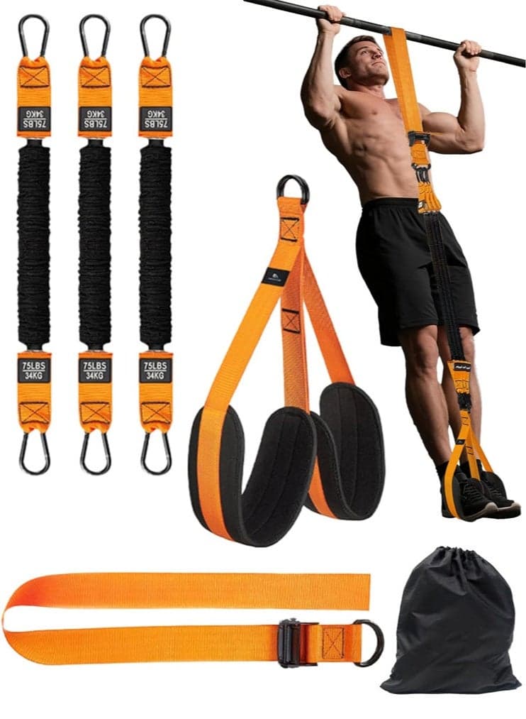 Pull Up Assistance Bands, Heavy Duty Resistance Band for Pull Up Bar, Adjustable Weight/Size with Fabric Feet and Knee Rest, Bands for Pull Up Assist for Strength Training, Pull Up Assist Band, Training at Home & Gym, with Carrying Bag