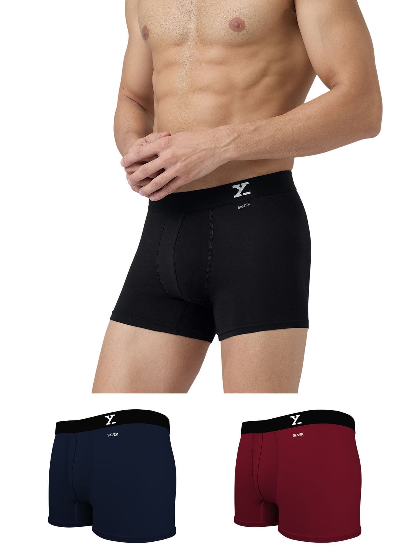 Pack of 3 Aero Anti-Bacterial Odour-Free Cotton Solid Men's Boxer Brief Shorts Stretchable Breathable Trunks Underwear