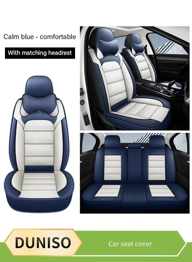 Car Seat Cover, Universal Fully Wrapped Seat Cushion, Artificial Leather Car Backrest Seat Cover, Equipped With Headrest, Wear Resistant And Anti Slip, Suitable For All Seasons, Suitable For Most Car Seats