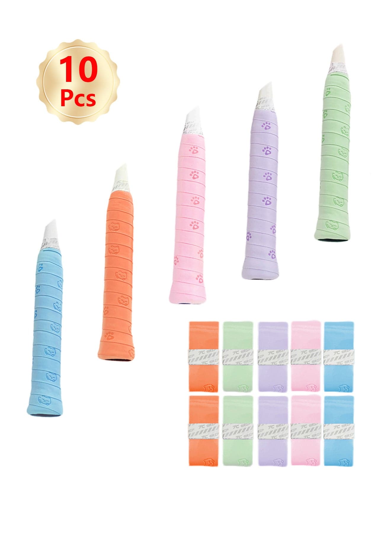 10-pieces Soft Racquet Grip Badminton Grip Tennis Grip Anti Slip Racquet Grip Tape Handle Grip Tape Overgrips For Tennis Pickleball Badminton Grips Sweat-Absorbent Grip