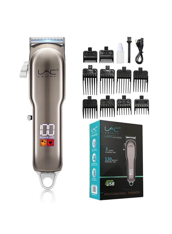 Hair Clippers for Men Hair Trimmer Beard Trimmer for Men Razor Kit - Gold Rechargeable USB Professional Cordless Hair Clippers for Men with LED Display for Barber